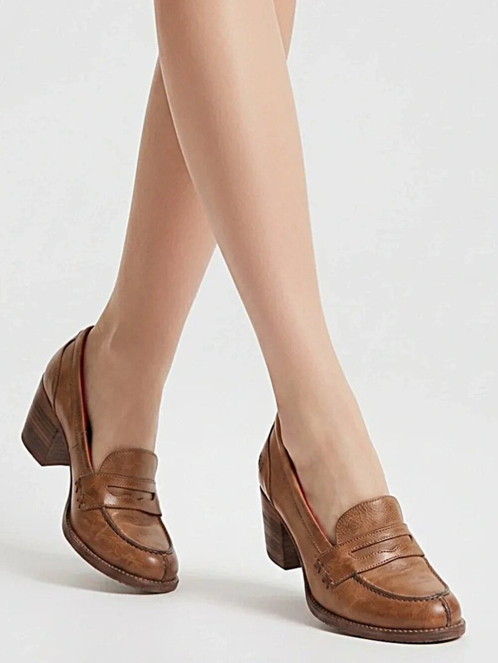 Bed Stu Liberty Heeled Penny Loafers -Tan Rustic-